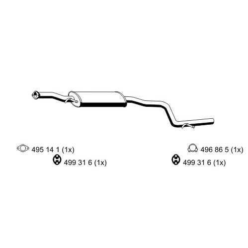 Слика на среден издувен лонец ERNST 344043 за Ford Mondeo 3 Clipper (BWY) 2.5 V6 24V - 170 коњи бензин