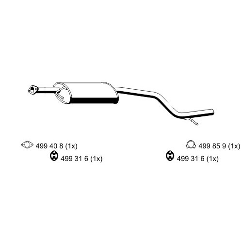 Слика на среден издувен лонец ERNST 344074 за Ford Mondeo 3 Clipper (BWY) 1.8 16V - 125 коњи бензин