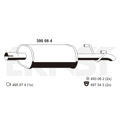 Слика на среден издувен лонец ERNST 390064 за Mercedes Sprinter 3-t Bus (903) 311 CDI 4x4 - 109 коњи дизел