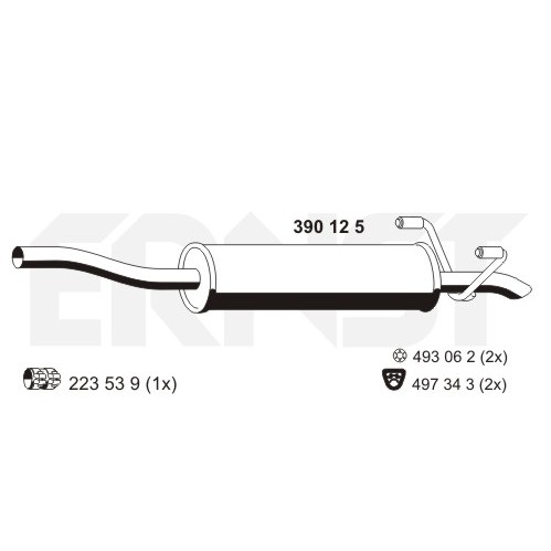 Слика на среден издувен лонец ERNST 390125 за Mercedes Sprinter 3-t Platform (906) 218 CDI (906.111, 906.113, 906.211, 906.213) - 184 коњи дизел