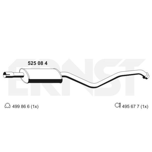 Слика на среден издувен лонец ERNST 525084 за Renault Laguna 2 Sport Tourer (KG0-1) 1.8 16V (KG0J) - 116 коњи бензин