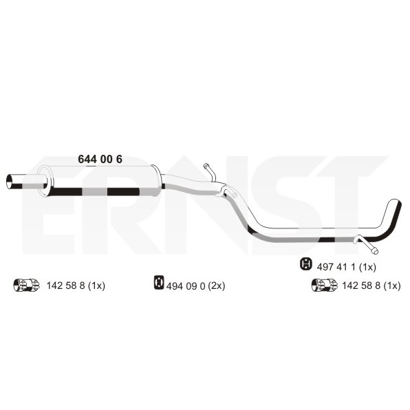 Слика на среден издувен лонец ERNST 644006 за Skoda Laura (1Z3) 1.4 - 75 коњи бензин