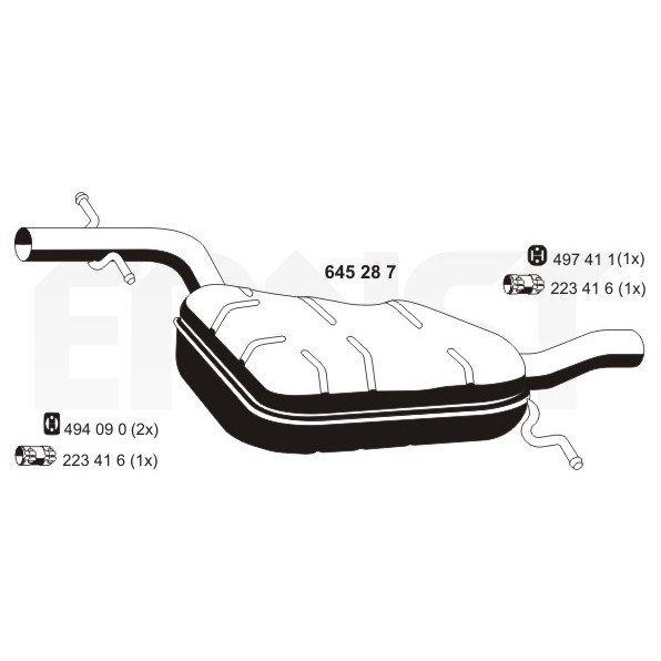 Слика на среден издувен лонец ERNST 645287 за VW Vento 3 Sedan (1K2) 2.0 FSI - 150 коњи бензин