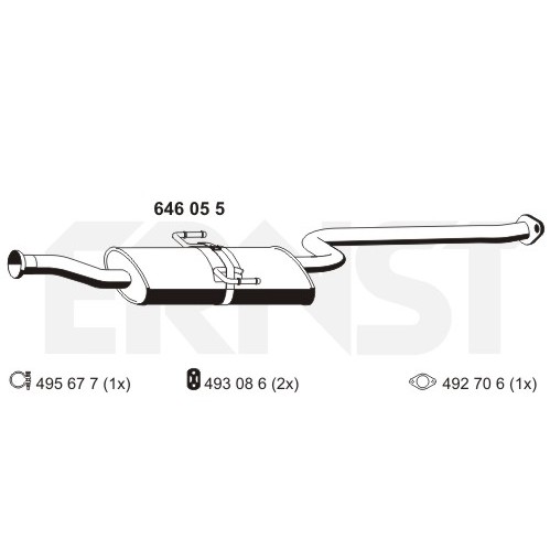 Слика на среден издувен лонец ERNST 646055 за Hyundai Matrix (FC) 1.8 - 122 коњи бензин