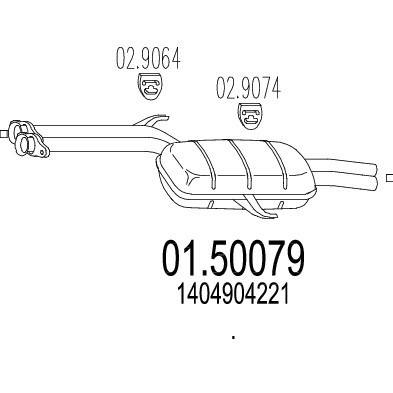 Слика на среден издувен лонец MTS 01.50079 за Mercedes S-class Saloon (w140) 400 SE,SEL/S420 (140.042, 140.043) - 286 коњи бензин