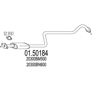 Слика на среден издувен лонец MTS 01.50184 за Nissan Pulsar Hatchback (N16) 1.5 - 98 коњи бензин