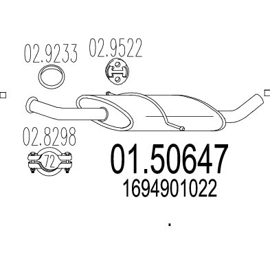 Слика на среден издувен лонец MTS 01.50647 за Mercedes B-Class (w245) B 180 (245.232) - 116 коњи бензин