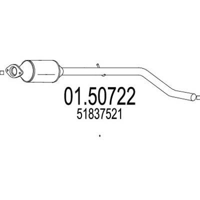 Слика на среден издувен лонец MTS 01.50722 за Lancia Musa (350) 1.6 D Multijet - 120 коњи дизел