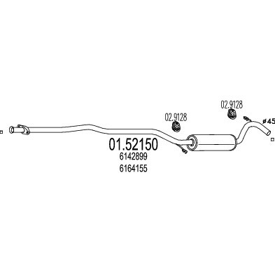 Слика на среден издувен лонец MTS 01.52150 за Ford Escort 4 Break (AWF, AVF) 1.6 D - 54 коњи дизел