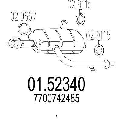 Слика на среден издувен лонец MTS 01.52340 за Renault Master Bus (T) 28-35 2.4 D - 71 коњи дизел