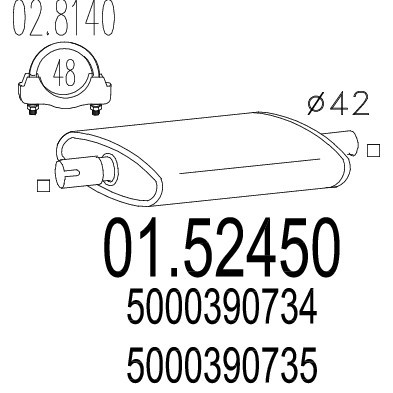 Слика на среден издувен лонец MTS 01.52450 за Renault Master Van (T) 2.4 D - 71 коњи дизел