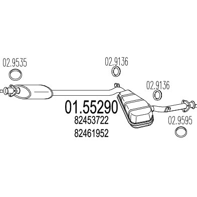 Слика на среден издувен лонец MTS 01.55290 за Lancia Thema (834) 2000 16V (834FA) - 152 коњи бензин