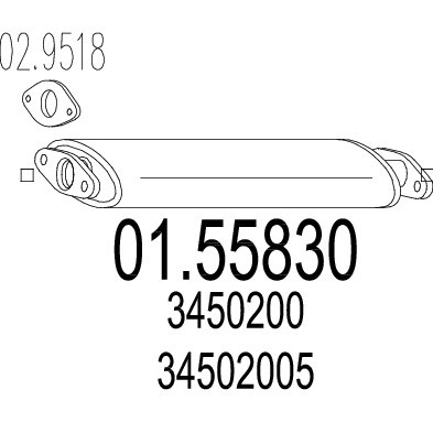 Слика на среден издувен лонец MTS 01.55830 за Volvo 480 E 1.7 Turbo - 120 коњи бензин