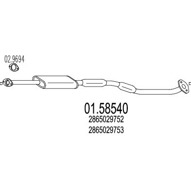 Слика на среден издувен лонец MTS 01.58540 за Hyundai Elantra 2 (J-2) 1.6 16V - 114 коњи бензин