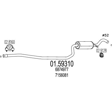 Слика на среден издувен лонец MTS 01.59310 за Ford Fiesta MK 3 (gfj) 1.8 16V - 105 коњи бензин