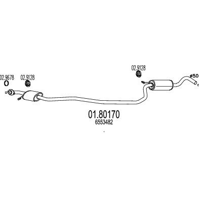 Слика на среден издувен лонец MTS 01.80170 за Ford Fiesta 3 (gfj) 1.6 Turbo (FBJT) - 131 коњи бензин