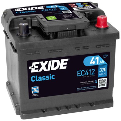 Слика на стартен акумулатор EXIDE CLASSIC * EC412 за Ford Fiesta MK 4 (ja,jb) 1.3 i - 60 коњи бензин