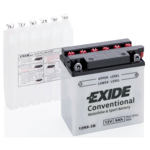 Слика на стартен акумулатор EXIDE Conventional 12N9-3B за мотор Kawasaki H H2-KH500 (A9) - 50 коњи горична смес