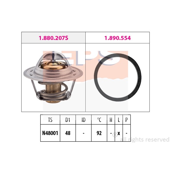 Слика на Термостат EPS Made in Italy - OE Equivalent 1.880.207 за Daewoo Cielo 1.5 - 90 коњи бензин
