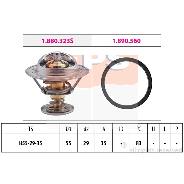 Слика на Термостат EPS Made in Italy - OE Equivalent 1.880.323 за Renault Laguna Nevada (K56) 2.2 D (K56F/2, S56F) - 83 коњи дизел