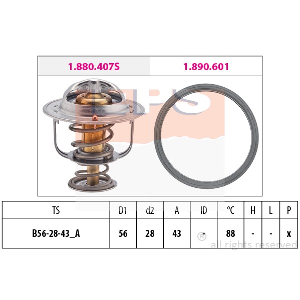 Слика на Термостат EPS Made in Italy - OE Equivalent 1.880.408 за Mitsubishi Lancer Saloon (CS A) 1.6 (CS3A) - 98 коњи бензин