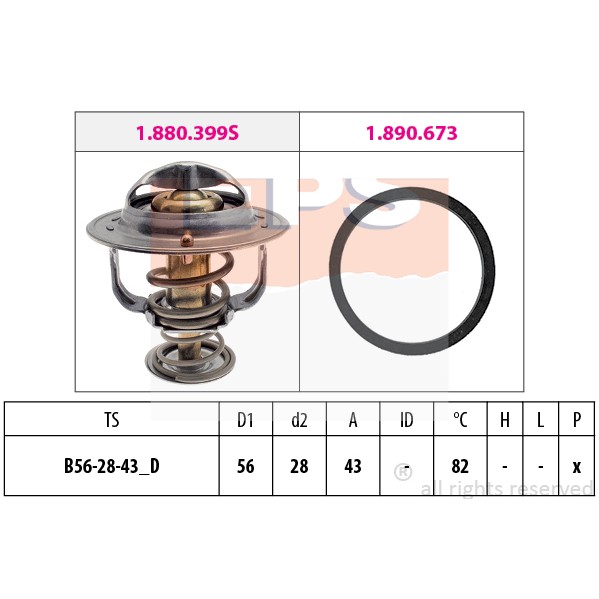 Слика на Термостат EPS Made in Italy - OE Equivalent 1.880.683 за Toyota Camry Sedan (XV4) 2.0 VVT-i - 147 коњи бензин