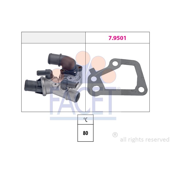 Слика на Термостат FACET Made in Italy - OE Equivalent 7.8096 за Fiat Punto 176 1.7 TD - 71 коњи дизел