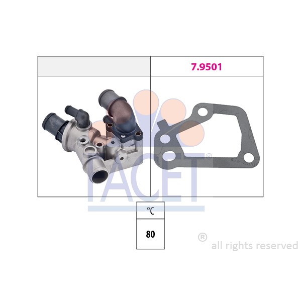 Слика на Термостат FACET Made in Italy - OE Equivalent 7.8100 за Fiat Ducato Platform 230 1.9 TD CAT - 80 коњи дизел