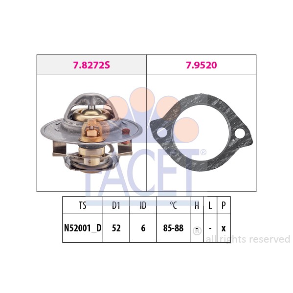 Слика на Термостат FACET Made in Italy - OE Equivalent 7.8272 за Mazda 626 Saloon (GD) 2.2 12V - 115 коњи бензин