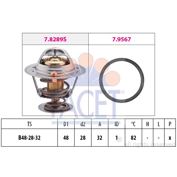 Слика на Термостат FACET Made in Italy - OE Equivalent 7.8289 за Lancia Thema (834) 2000 i.e. 16V (834AI) - 141 коњи бензин