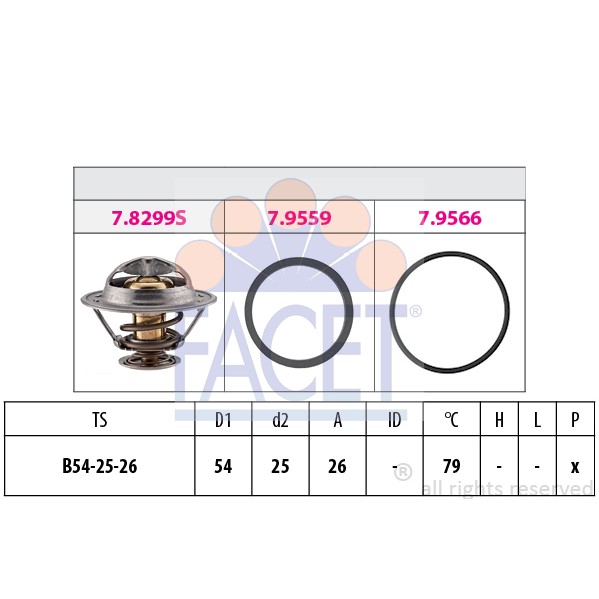 Слика на Термостат FACET Made in Italy - OE Equivalent 7.8299 за камион Iveco Daily 1 Box 30-8 (12914111, 12914112, 12914117, 12914131, 12914137, 1291 - 75 коњи дизел