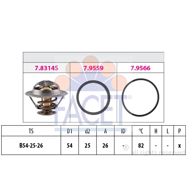 Слика на Термостат FACET Made in Italy - OE Equivalent 7.8314 за камион Iveco Daily 1 Box 30-8 (10014131, 10014132, 10014137, 10014231, 10014232...) - 72 коњи дизел