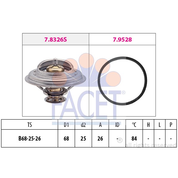 Слика на Термостат FACET Made in Italy - OE Equivalent 7.8326 за Renault Laguna Grandtour (K56) 3.0  (K56R, K565) - 167 коњи бензин