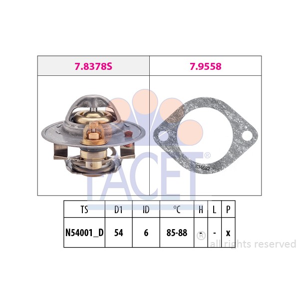 Слика на Термостат FACET Made in Italy - OE Equivalent 7.8378 за Opel Vectra A 1.7 TD - 82 коњи дизел