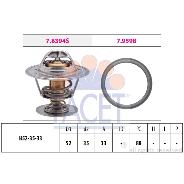 Слика на Термостат FACET Made in Italy - OE Equivalent 7.8394 за Lancia Thema (834) 2000 i.e. 16V (834AI) - 141 коњи бензин