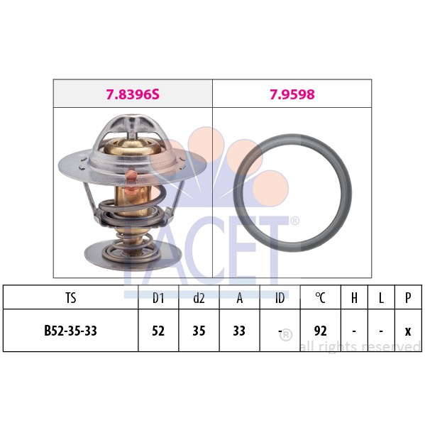 Слика на Термостат FACET Made in Italy - OE Equivalent 7.8396 за Ford Mondeo 1 (GBP) 2.0 i 16V 4x4 - 136 коњи бензин