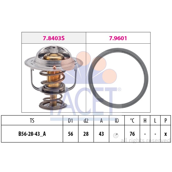 Слика на Термостат FACET Made in Italy - OE Equivalent 7.8403 за Mitsubishi Montero 4 (V80,V90) 3.2 TD 4x4 (V98W, V88W) - 200 коњи дизел