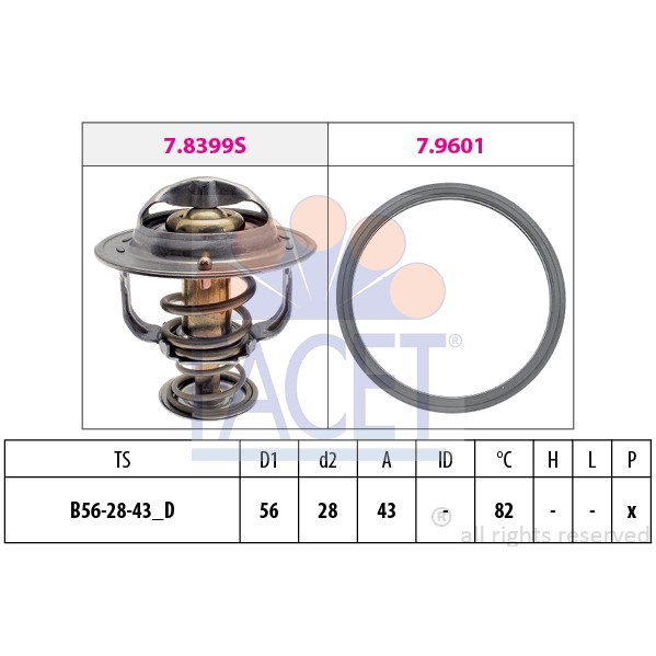 Слика на Термостат FACET Made in Italy - OE Equivalent 7.8404 за Mitsubishi Pajero TR4 (H6W,H7W) GDI (H66W) - 120 коњи бензин