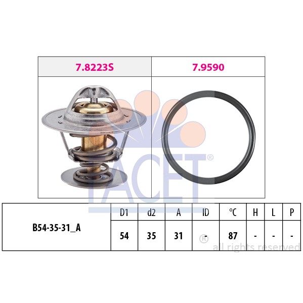 Слика на Термостат FACET Made in Italy - OE Equivalent 7.8432 за VW Transporter T4 Box 1.9 D - 60 коњи дизел