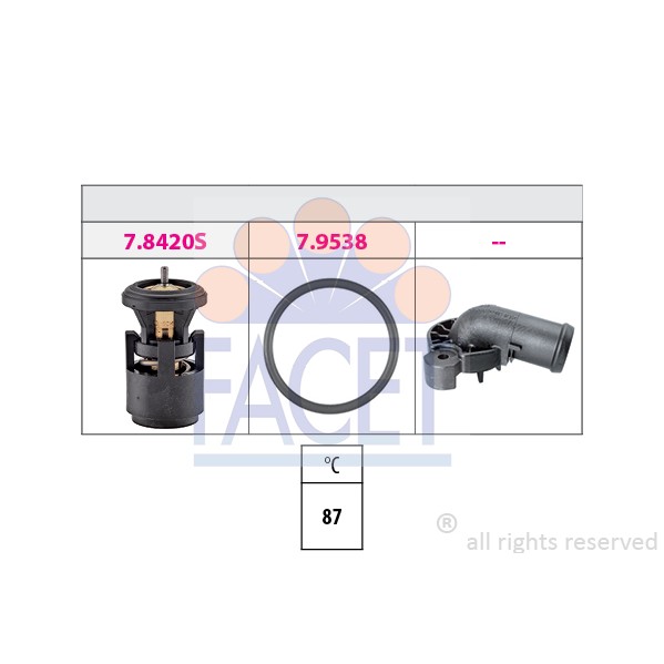 Слика на Термостат FACET Made in Italy - OE Equivalent 7.8561K за VW Polo 5 (6R) 1.4 BiFuel - 82 коњи Бензин/Автогаз (LPG)