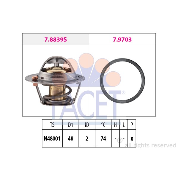 Слика на Термостат FACET Made in Italy - OE Equivalent 7.8840 за Ford Focus (daw,dbw) 1.6 16V - 100 коњи бензин