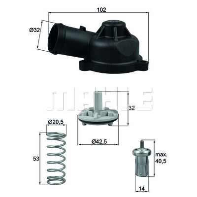 Слика на Термостат MAHLE TI 244 83D за Seat Ibiza 4 (6J) 1.6 LPG - 81 коњи Бензин/Автогаз (LPG)