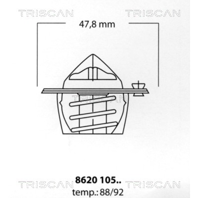 Слика на Термостат TRISCAN 8620 10588 за Mazda 2 Hatchback (DY) 1.2 - 75 коњи бензин