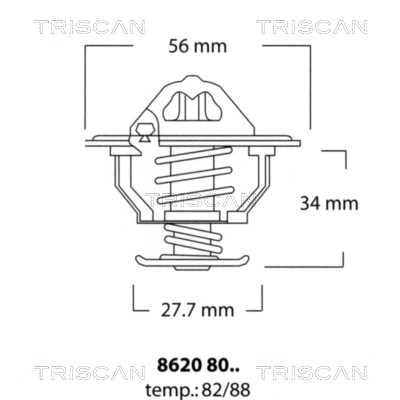 Слика на Термостат TRISCAN 8620 8088 за Fiat Uno (195) 1.4 Flex - 163 коњи Бензин/Етанол