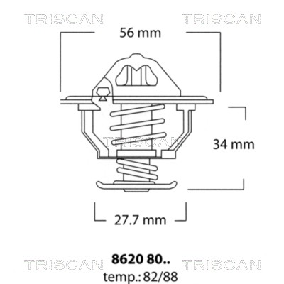 Слика на Термостат TRISCAN 8620 8088 за Toyota RAV4 2.2 D-4D - 150 коњи дизел