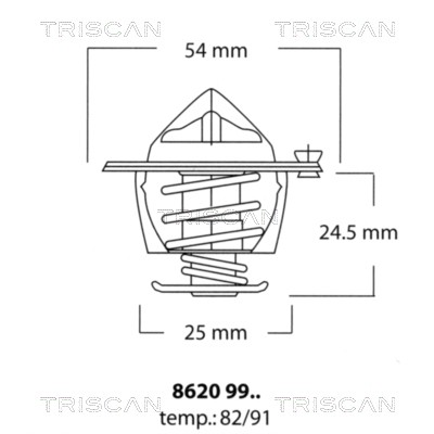 Слика на Термостат TRISCAN 8620 9991 за камион Iveco Daily 2 Bus Box 35 S 9 V,35 C 9 V - 84 коњи дизел