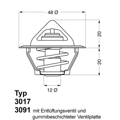 Слика на Термостат WAHLER 3017.87D2 за CHEVROLET AVEO Sedan T200, T250 1.2 - 72 коњи бензин