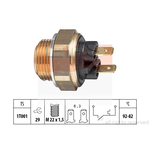 Слика на Термо прекинувач за вентилатор EPS Made in Italy - OE Equivalent 1.850.016 за Renault Extra Van 1.4  (F402) - 58 коњи бензин