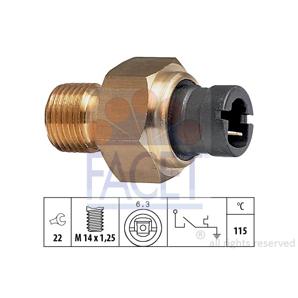 Слика на Термо прекинувач за вентилатор FACET Made in Italy - OE Equivalent 7.4041