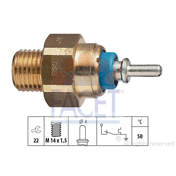 Слика на Термо прекинувач за вентилатор FACET Made in Italy - OE Equivalent 7.4070